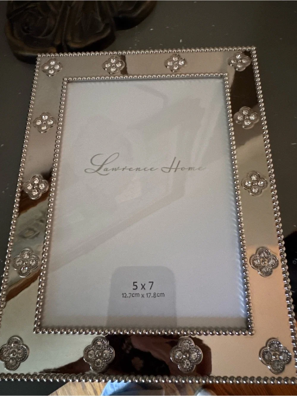 Lawrence Home Silver Beaded Floral 5x7 Picture Frame